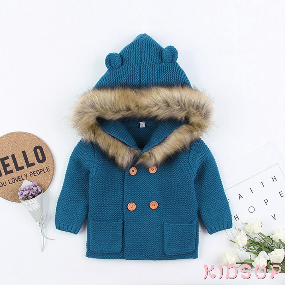 Áo Khoác Cardigan Dệt Kim Giữ Ấm Mùa Đông Cho Bé