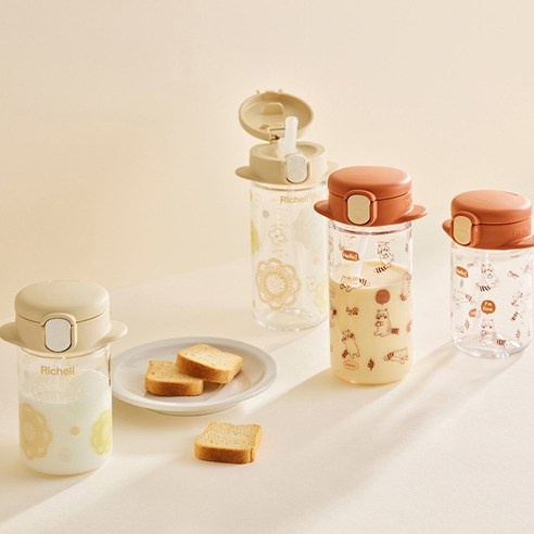 Bình uống nước Richell AQ Slim Straw  Bottle Mug R 160ml, 240ml