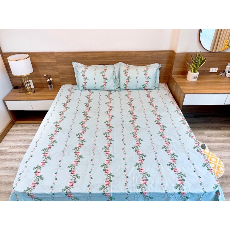 Set Ga Và 2 Vỏ Gối Nằm Cotton Living Hoạ Tiết Hoa Nhí Mềm Mát (12 mẫu -shinbedding)