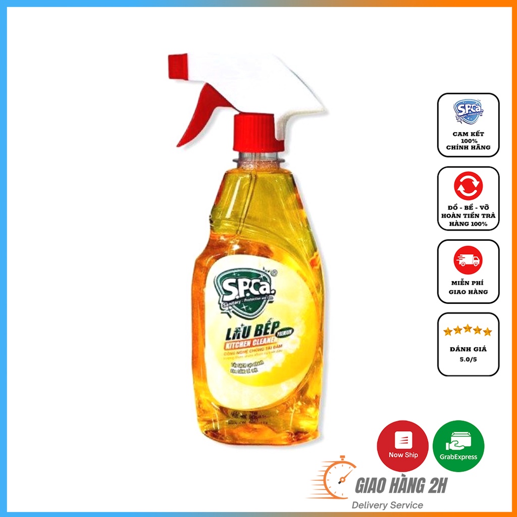 Nước Lau Bếp SPCa 450ml - Xịt Lau Bếp Chiết Xuất Tinh Dầu Vỏ Cam Tẩy Sạch Cực Nhanh Làm Sáng Bề Mặt