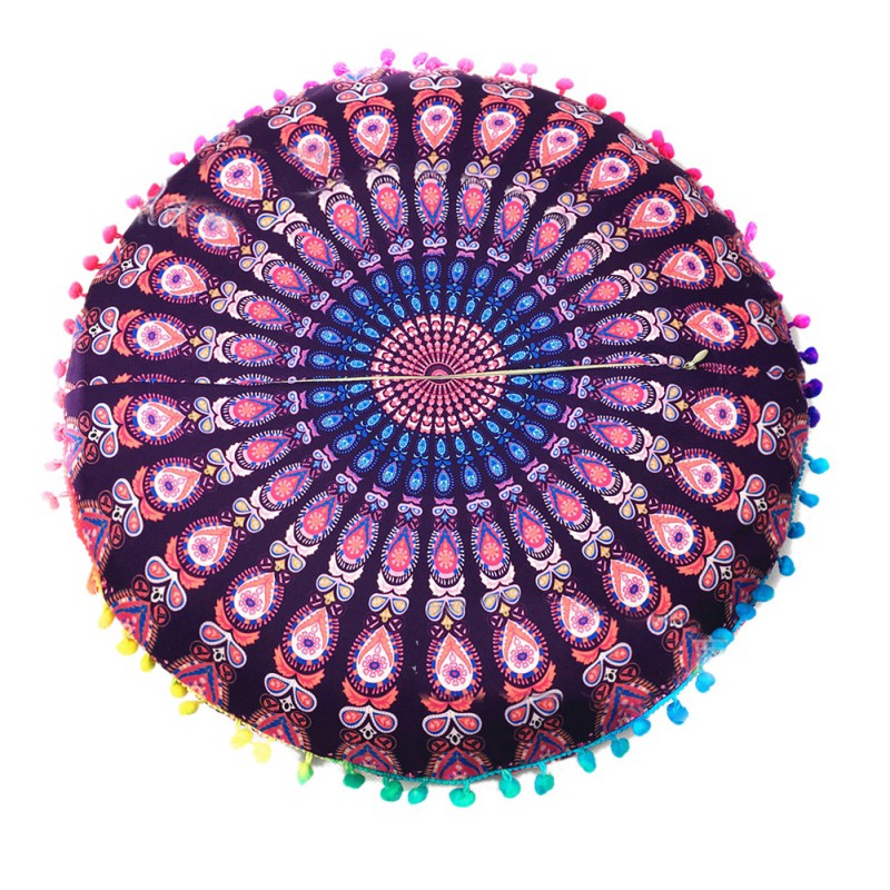 Vỏ Gối Hình Tròn Bằng Sợi Polyester 43 x 43CM Họa Tiết Mandala Độc Đáo