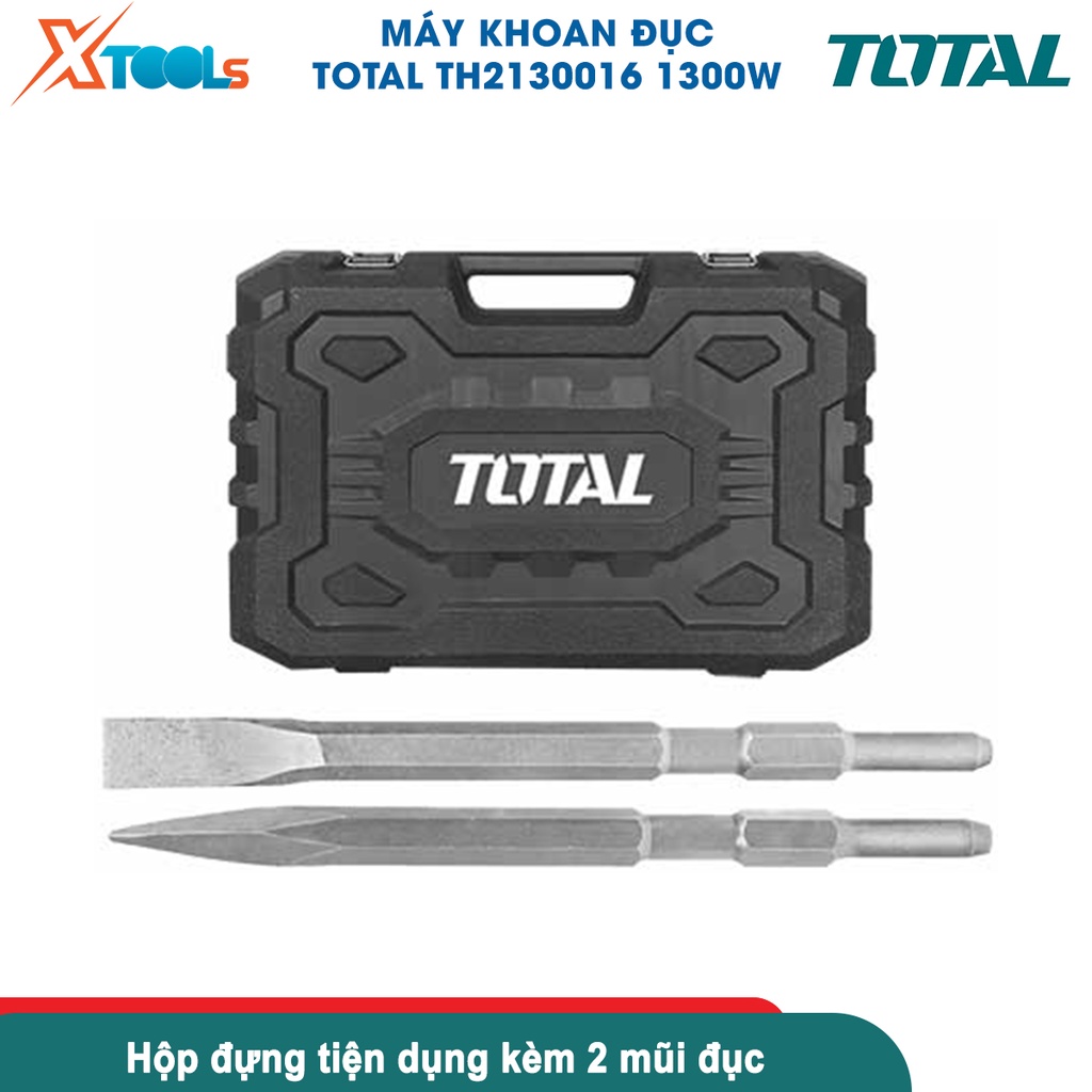 Máy đục bê tông TOTAL TH2130016 | máy khoan đục công suất 1300W, tốc độ đập 3800 bpm, lực đập 20J - CHÍNH HÃNG- XTOOLS