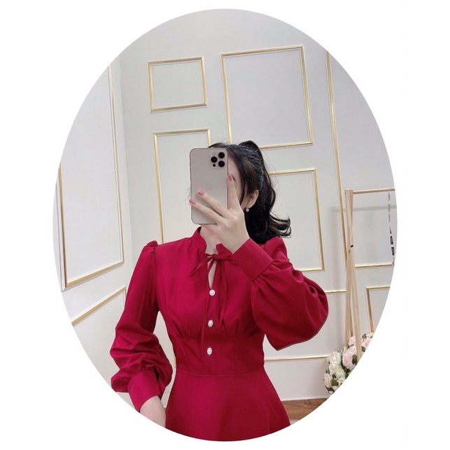 Đầm xoè tay phồng dài kiểu tiểu thư size S M L