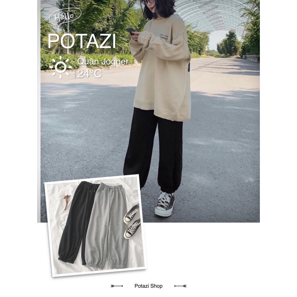 Quần ống rộng bo chun form thụng rộng Unisex, quần jogger chất nỉ mịn đẹp QD12