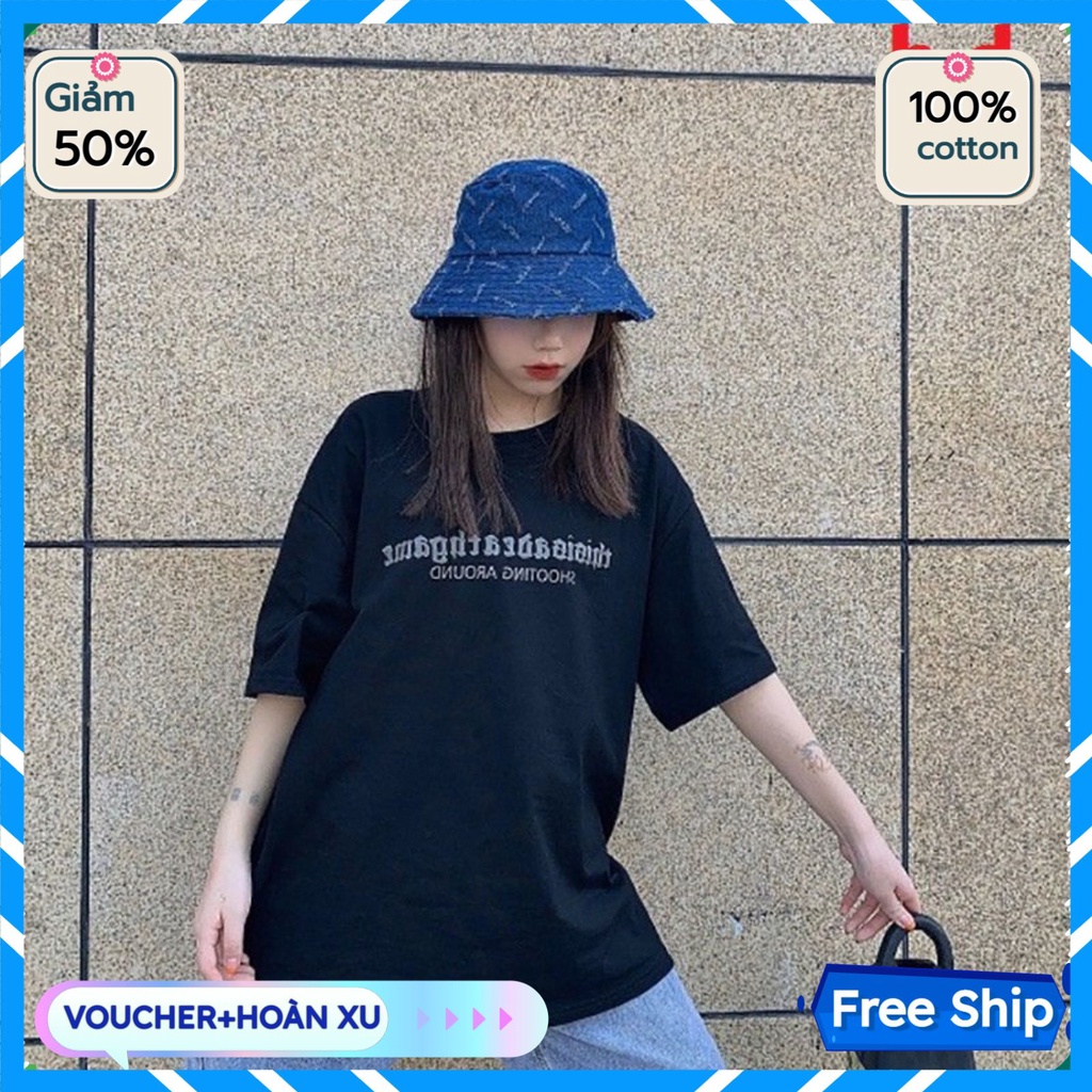 Áo thun tay lỡ nam nữ AT43, áo phông unisex form rộng chất cotton mát mịn thấm hút mồ hôi in chữ thái | BigBuy360 - bigbuy360.vn