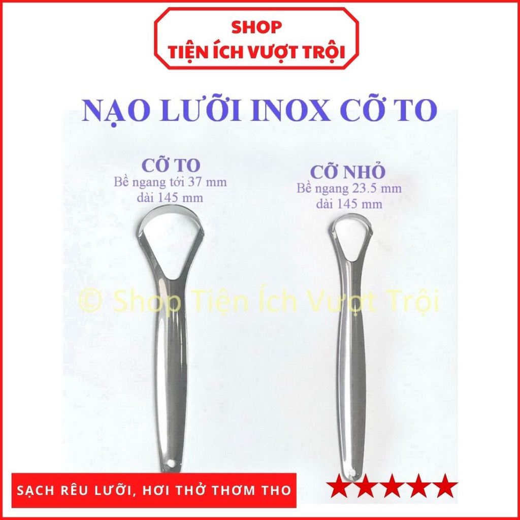 Dụng cụ nạo sạch rêu lưỡi cỡ to bằng Inox, dùng bền, cây rơ lưỡi cỡ lớn, chống hơi thở hôi nóng-Tiện Ích Vượt Trội