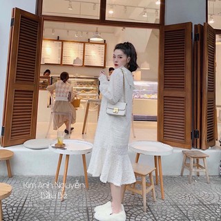 Váy ren trắng tiểu thư hot hit
