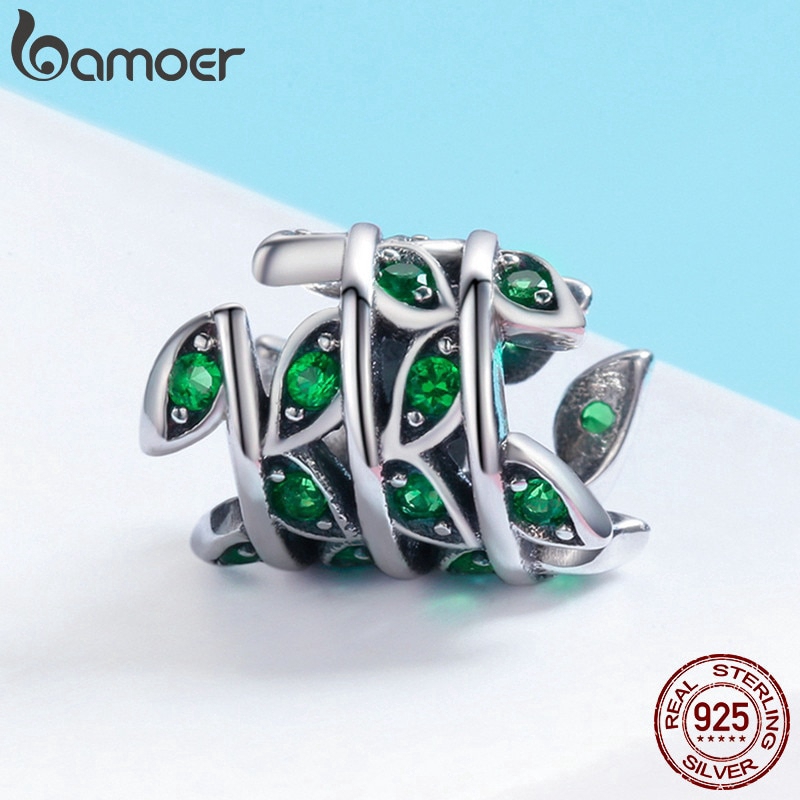 Hạt Xỏ Trang Sức Bamoer Bằng Bạc 925 Hình Chiếc Lá Cho Nữ