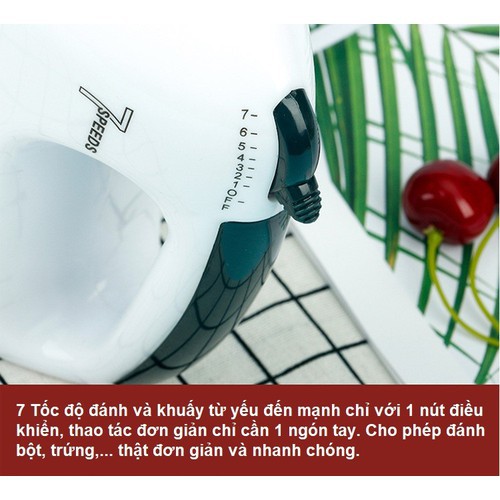 Máy Đánh Trứng Cầm Tay 7 Tốc Độ Tặng Kèm 1 Khăn Lau Bếp - T2K Shop