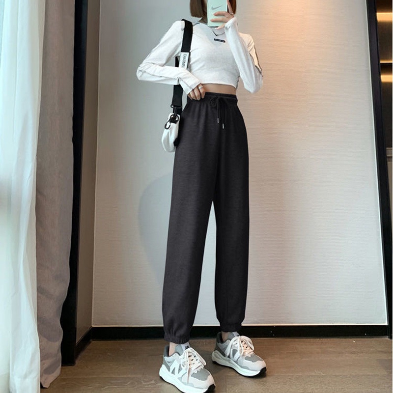 IELGY Quần Thể Thao Nữ Dáng Rộng Màu Xám