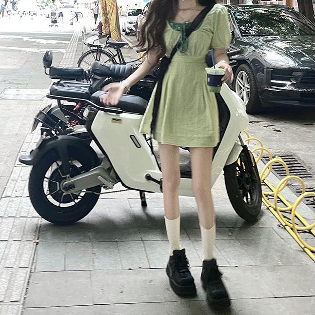 Ngọt ngào phong cách hàn quốc váy ngắn cô gái váy lanh búp bê