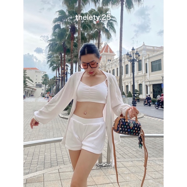 Set 3 Món Áo Croptop + Short + Cdg | 𝐭𝐡𝐞𝐥𝐞𝐭𝐲