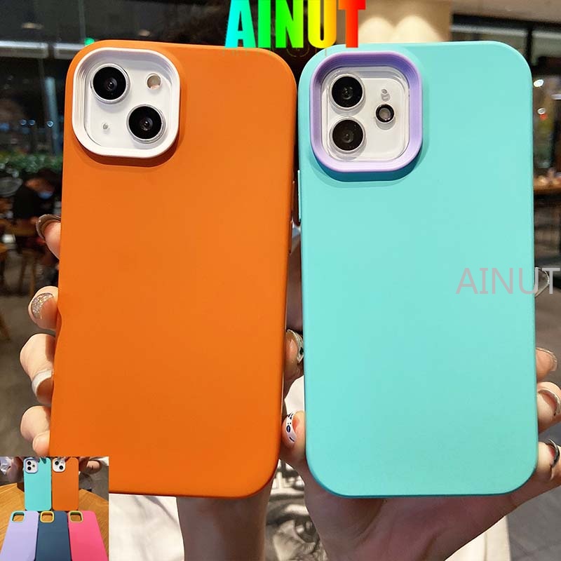 Ốp Điện Thoại Silicone TPU Màu Kẹo 3 Trong 1 Cho iPhone7 8 Plus 11 12 13 Pro Max X XS