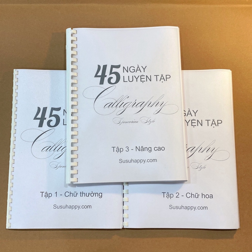 3 Tập Workbook Calligraphy 45 Ngày Tự Học Calligraphy Phong Cách Spencerian Từ Cơ Bản Đến Nâng Cao,Có Lộ Trình Hàng Ngày