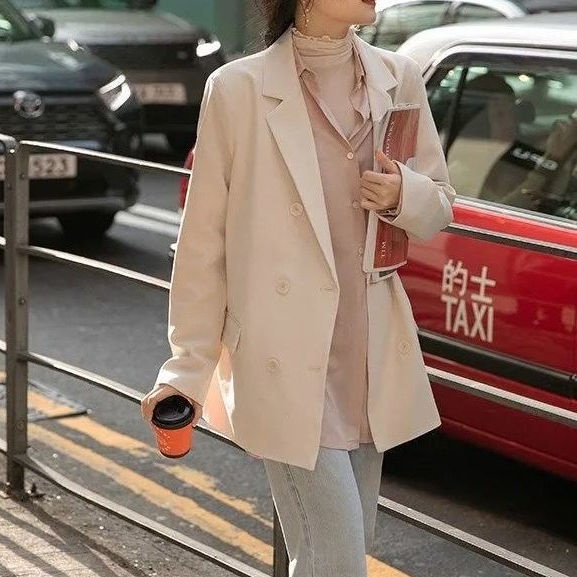 Áo Khoác Dáng Rộng Màu Hồng Thời Trang Xuân Thu Hàn Quốc 2023 Cho Nữ