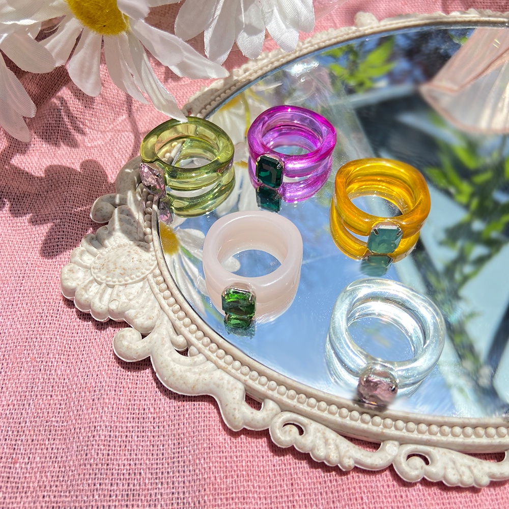 Set 5 Nhẫn Đeo Khớp Ngón Tay Trong Suốt Thời Trang Hàn Quốc Cho Nữ