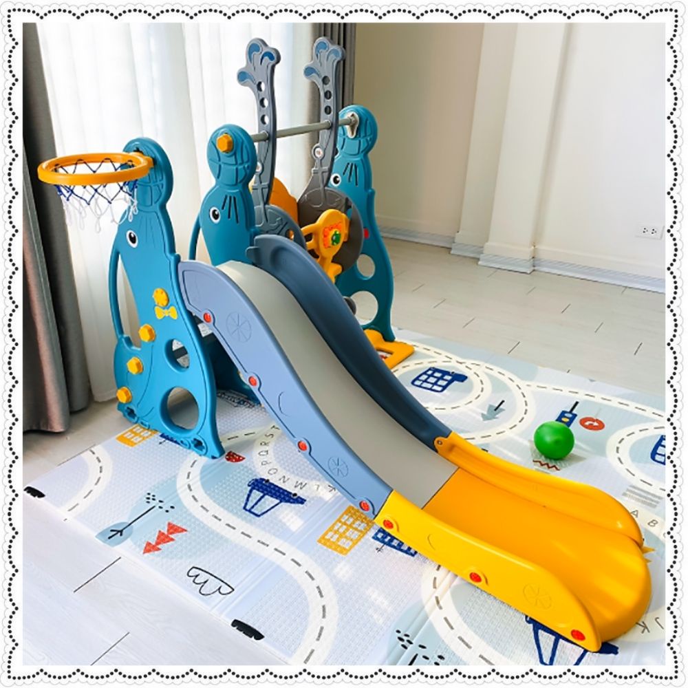 Cầu trượt cho bé, cầu trượt xích đu hải cẩu đồ chơi vận động cho trẻ 1-10 tuổi máng cao chất liệu nhựa nguyên sinh