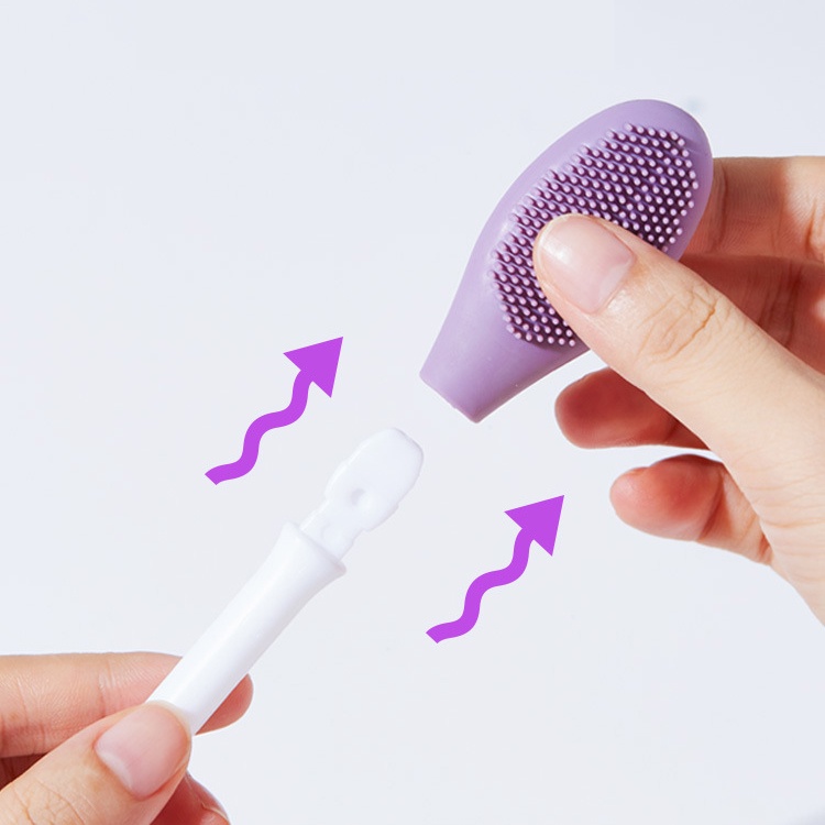 Cọ tán mặt nạ bùn bằng silicon hai đầu tiện dụng GECOMO Mask Brush G1073 dụng cụ quét mặt nạ kiêm rửa và mát xa mặt