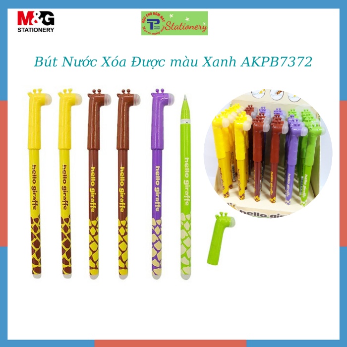 Bút nước xóa được hình hươu cao cổ xinh xắn dễ thương mực xanh M&G 7372, hàng chính hãng