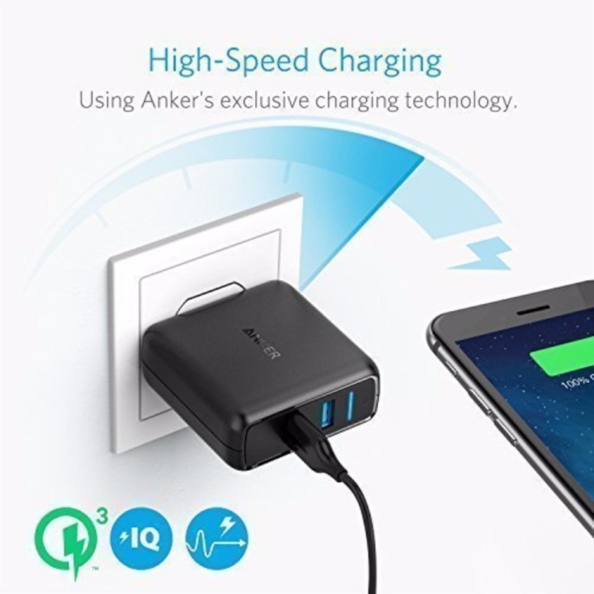 Sạc ANKER PowerPort Speed 2 cổng 39w Quick Charge 3.0 (Đen)