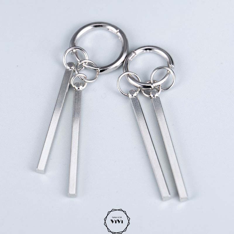 Bông tai bạc nam tua rua Doubar – khuyên tai bạc ViVi_Gift