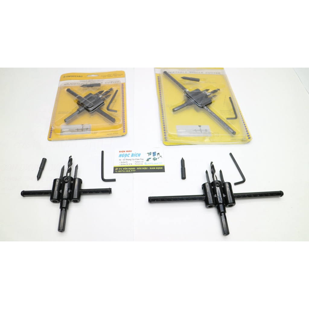 Mũi Khoan Khoét Lỗ Thùng Loa, Lỗ Đèn Thạch Cao Âm Trần 120mm 200mm(Bộ Mũi Khoét Lỗ Gỗ Thạch Cao Trần)