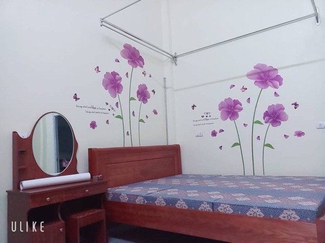 Decal dán tường hoa cánh mỏng tím [Hàng đẹp] - Tranh dán tường hoa tím cánh mỏng