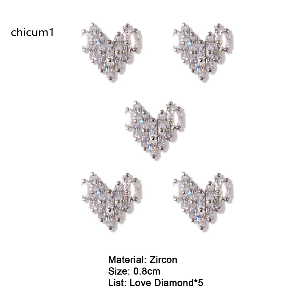 [Hàng mới về] Phụ kiện trang trí móng tay nghệ thuật hình trái tim đính đá lấp lánh
