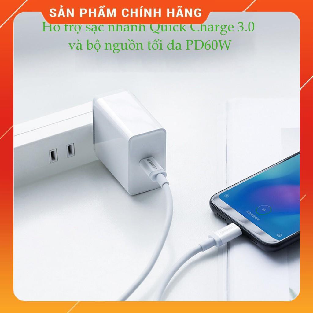Cáp sạc nhanh USB Type C sang USB Type C UGREEN US264 dòng 3A, kết nối sạc và truyền dữ liệu, hỗ trợ sạc QC3.0
