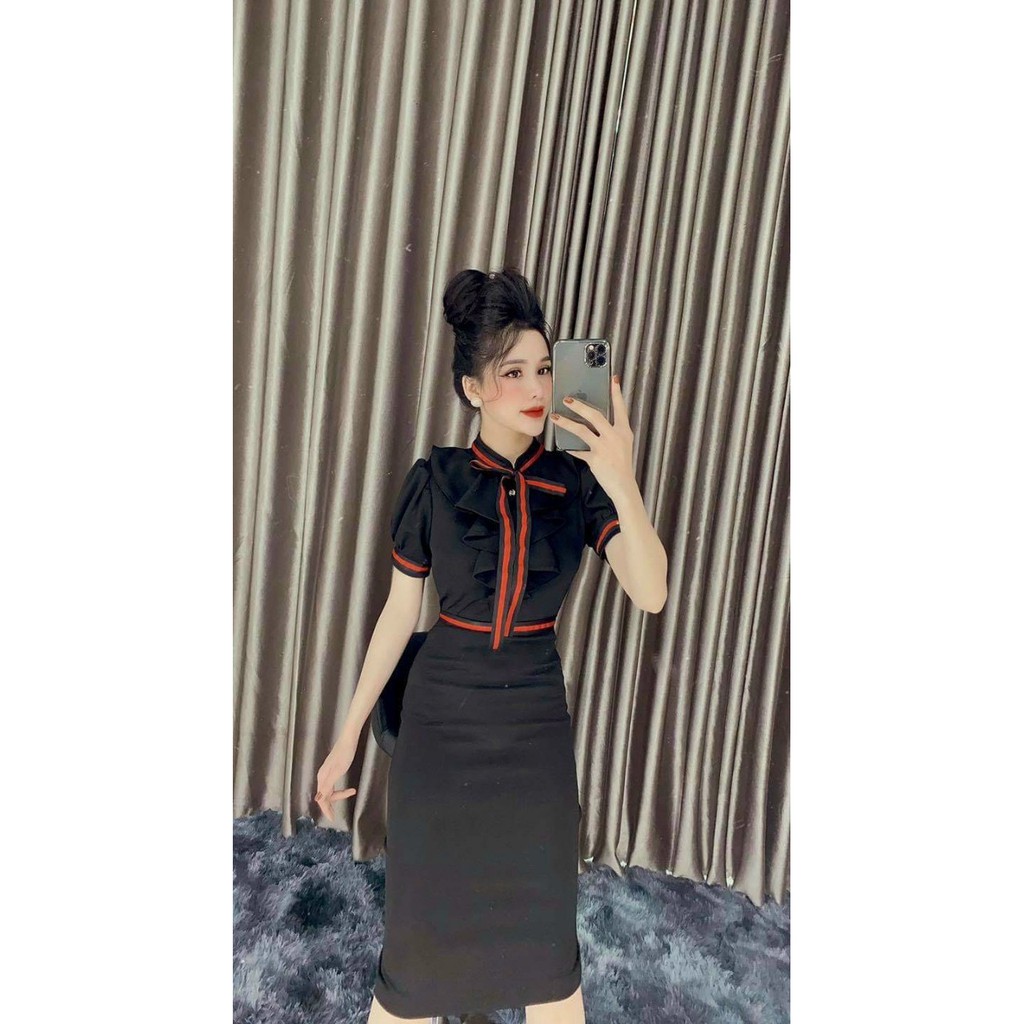 Đầm body 3 màu y hình kèm nơ chạy viền cực xinh
