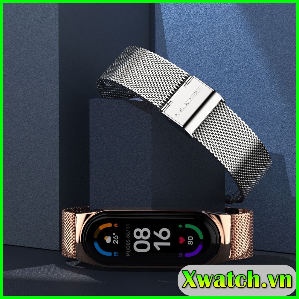 Dây đeo kim loại mắt lưới cho Xiaomi Miband 7 Mi Band 7 Mijobs