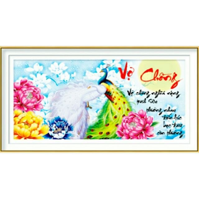 Tranh đính đá VỢ CHỒNG -ĐÔI CÔNG LV109