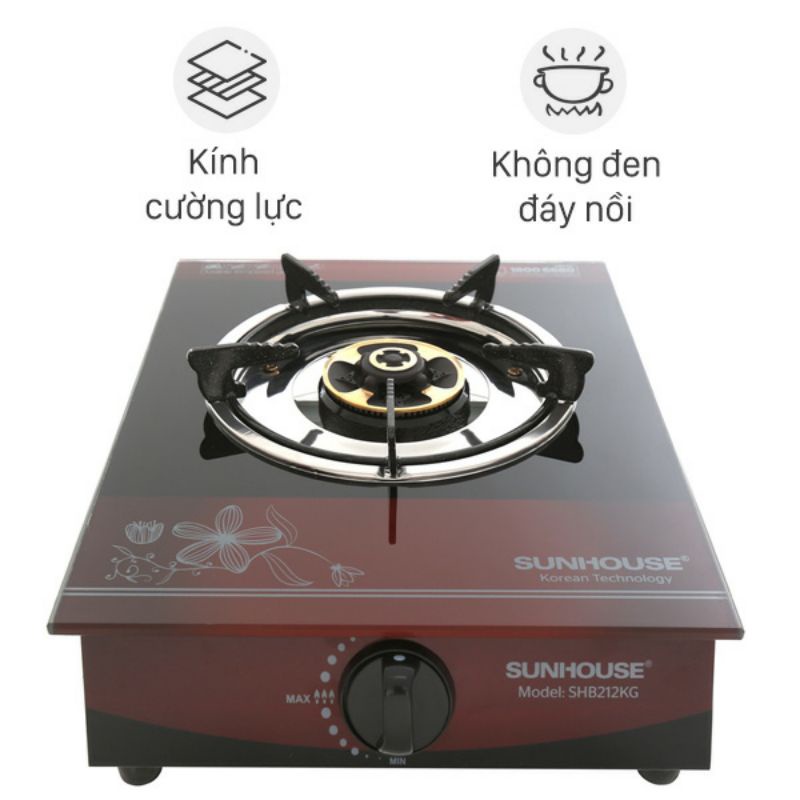 Bếp ga đơn kính và inox  sunhouse,kiwa