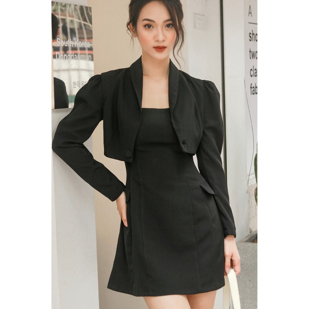 Set Đầm Mini + Blazer RECHIC thời thượng Dorita màu đen