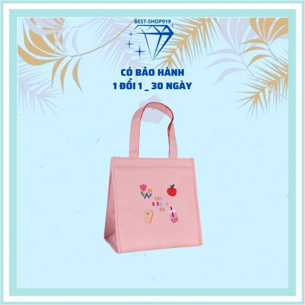 Túi Đựng Hộp Cơm Giữ Nhiệt Có Quai Xách Bằng Vải oxford Cao Cấp Tráng Bạc 3 Lớp Giúp Bảo Quản Tốt Hàng Xuất Nhật