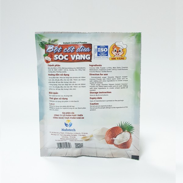 Bột cốt dừa Sóc vàng gói 50g - Gia store