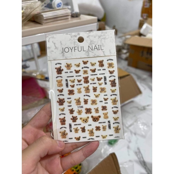 Stick gấu sticker nail miếng dán móng tay siêu kute