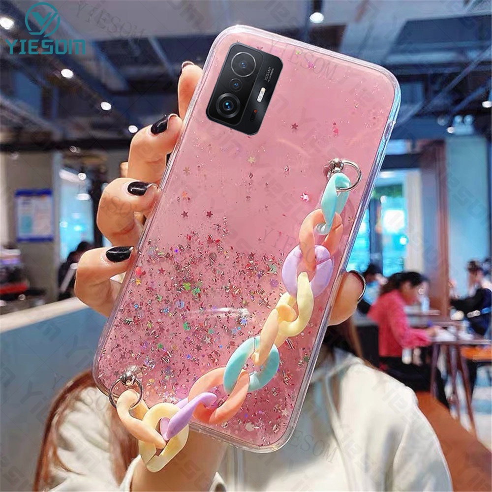 Ốp Điện Thoại Silicon Mềm Trong Suốt Có Dây Vòng Tay Cho Xiaomi Mi 12 11 Lite Mi 10T 11T 12T Pro Poco X3 GT Nfc M3 Pro 5G