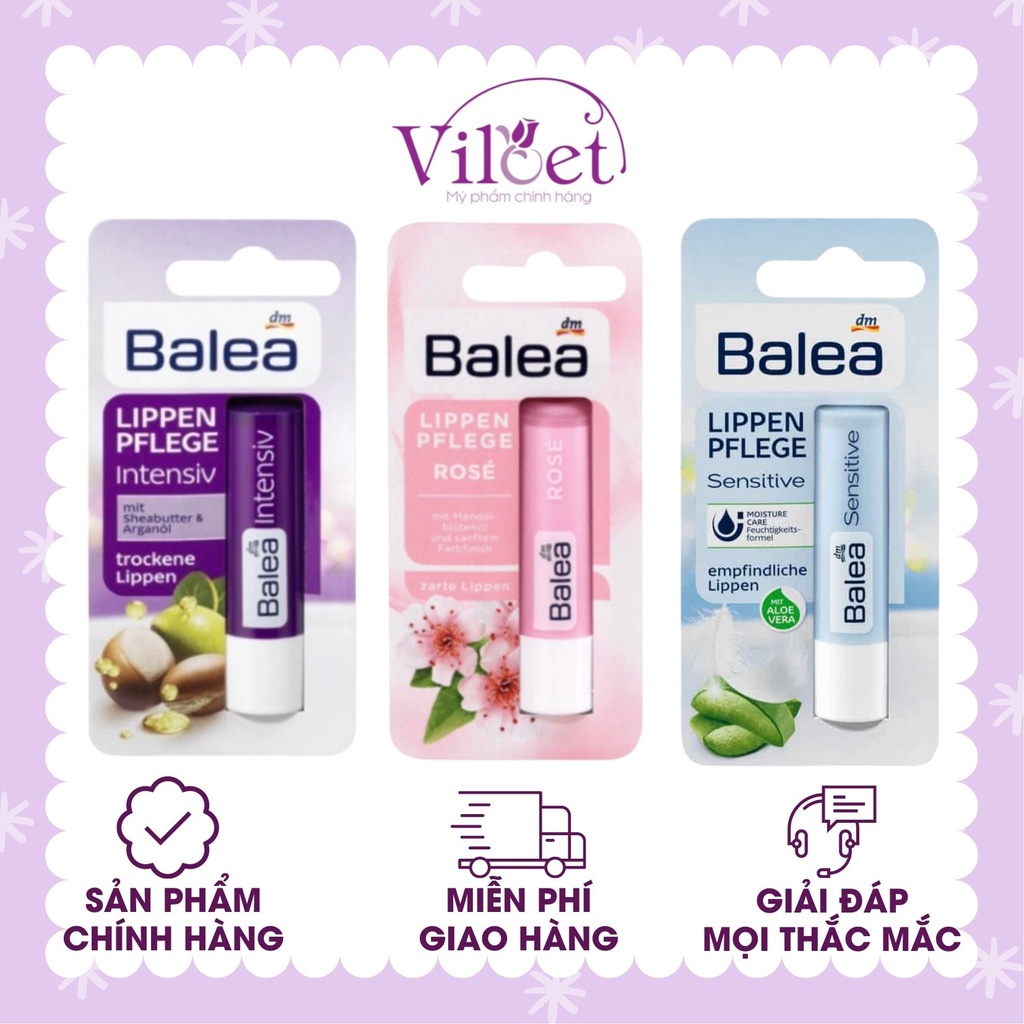 Son dưỡng môi Balea Đức 4,8g dưỡng ẩm mềm mại cho môi khô, da nhạy cảm - Shop Viloet