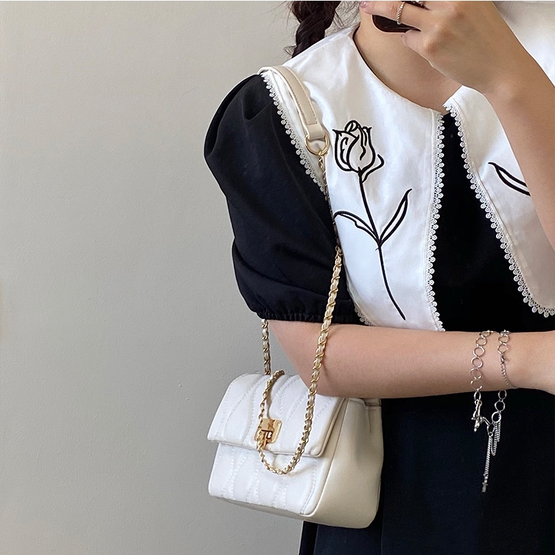 Túi Xách Đeo Vai Một Bên Vai Có Dây Xích Hình Thoi Đơn Giản Và Đa Ứng Dụng Cao Cấp Dành Cho Bạn Nữ