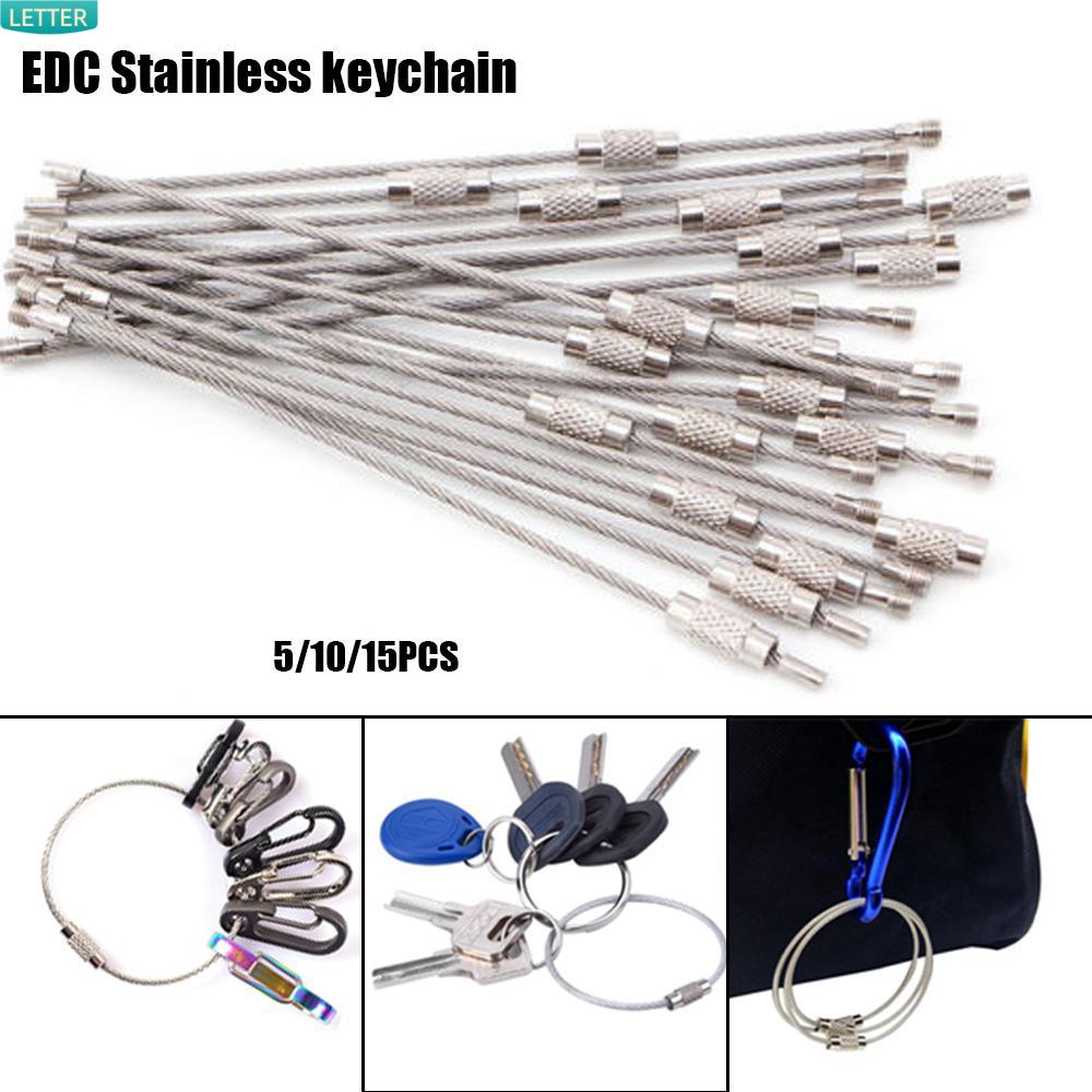 Set 5/ 10/ 15 dây cáp móc khóa bằng thép không gỉ chất lượng cao thích hợp cho đi bộ leo núi