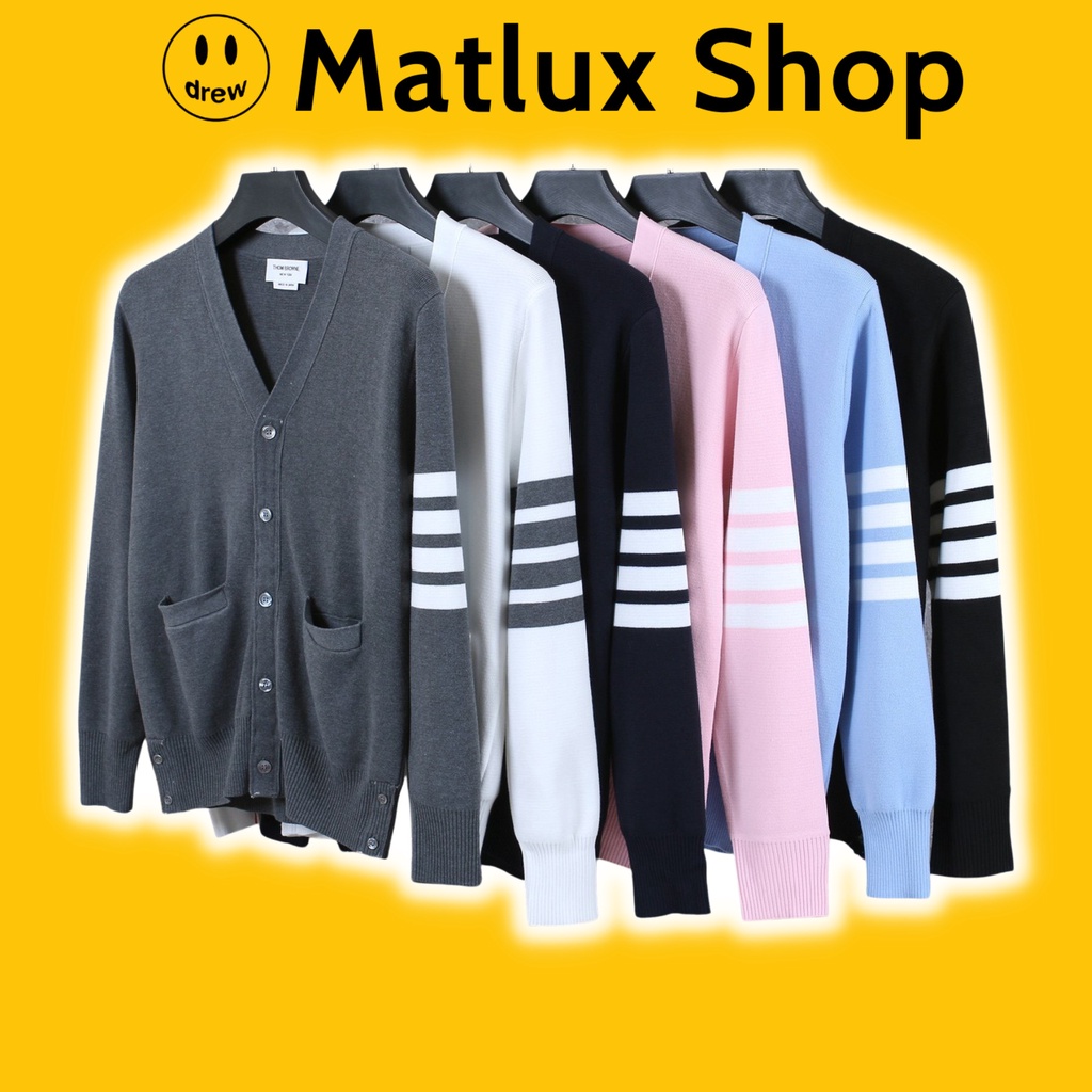 Áo khoác Cardigan TB THOM BROWNE SS21 bản cao cấp, Áo len dệt kim THOM BROWNE kẻ sọc phong cách hàn quốc cho các cặp đôi