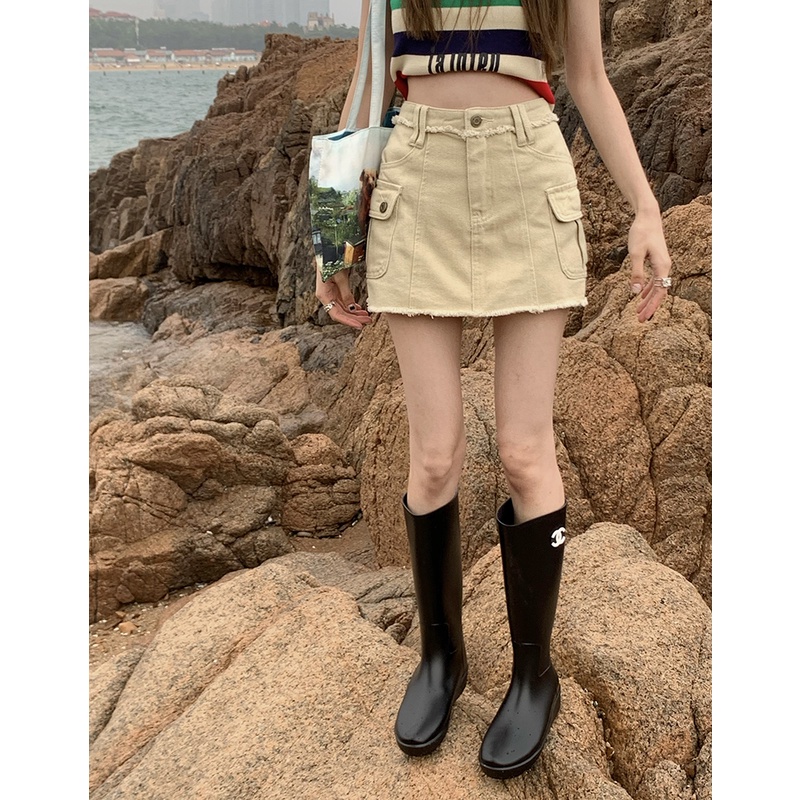 Chân Váy Denim Ngắn Phong Cách Retro Thời Trang Hàn Quốc Dành Cho Nữ