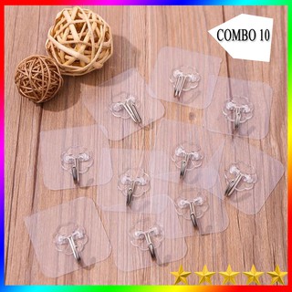 Combo 10 móc dán tường siêu dính - miếng dính tường trong suốt