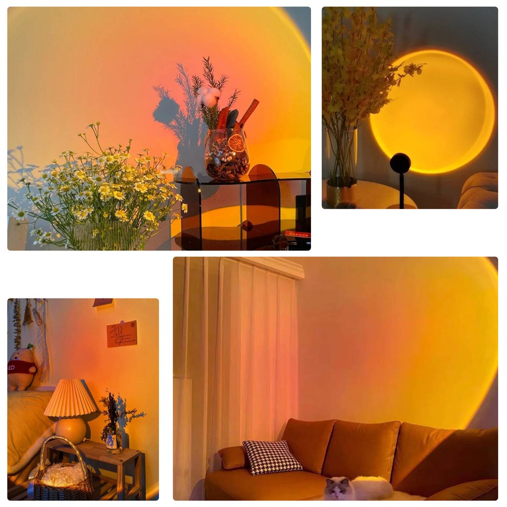 Sunset Projection Lamp Sunset Lamp LED Light Romantic Visual Night Light for Living Room USB Charging