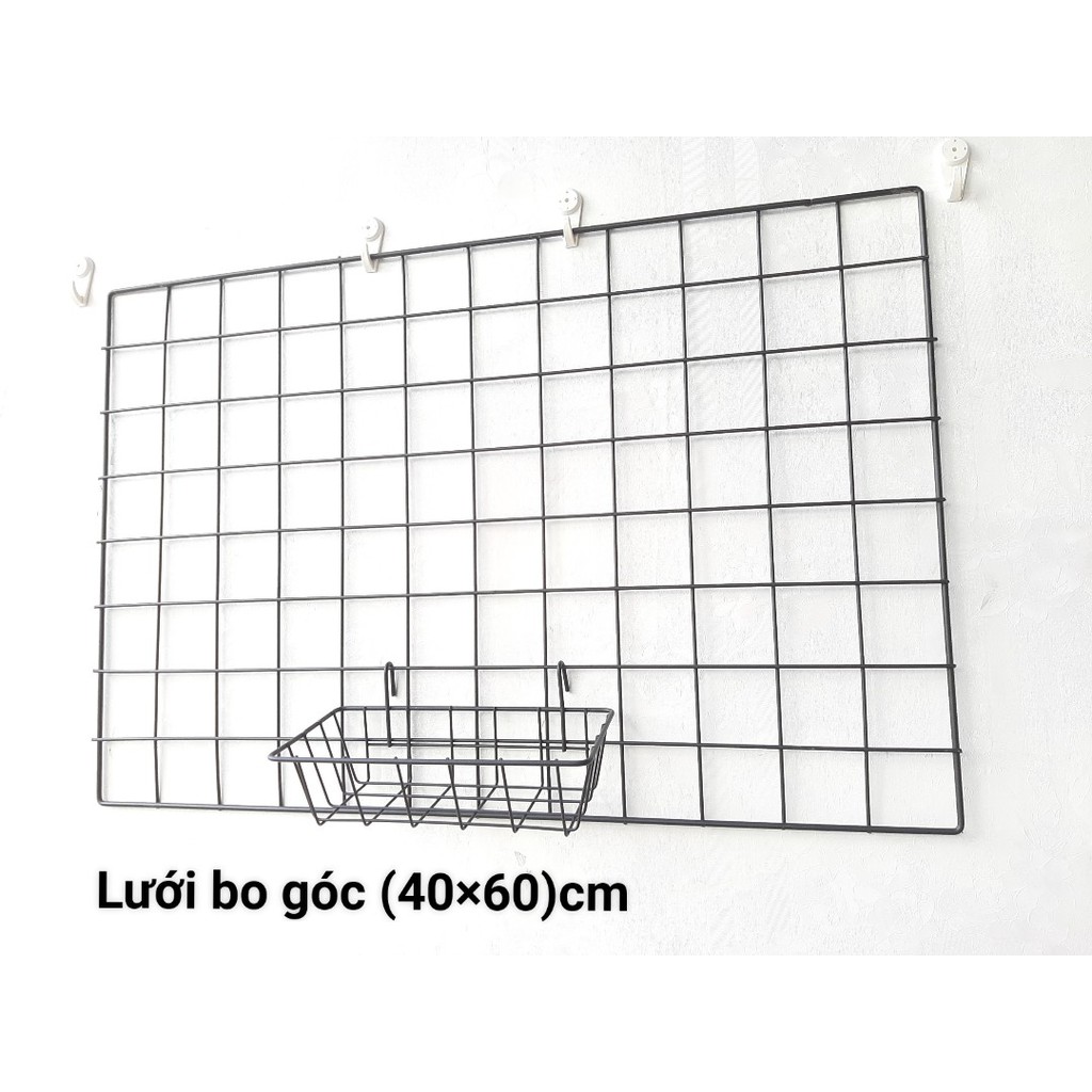 Khung lưới 40x60 kèm rổ và 3 ghim đóng tường và 3 móc siêu dính