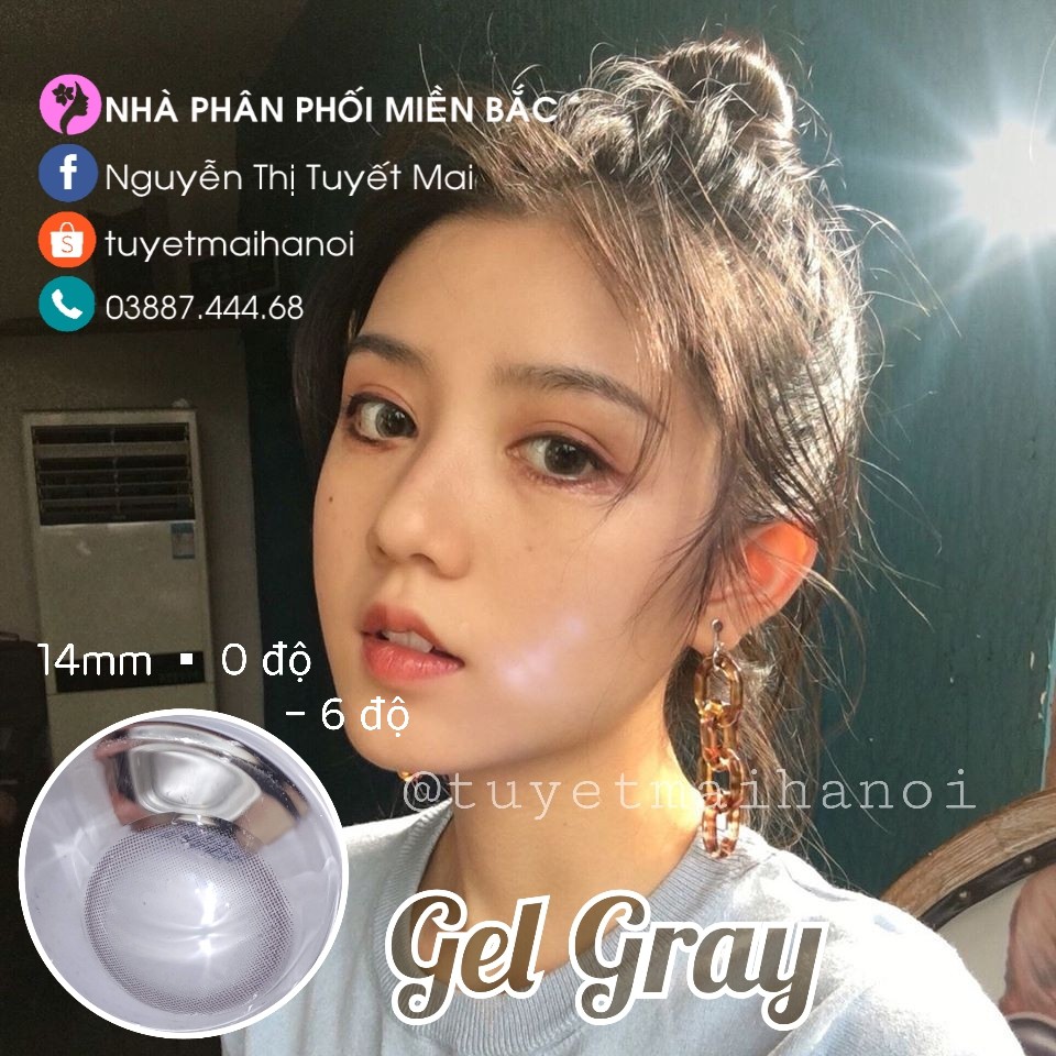 [ Ảnh Thật ] Lens Cận Màu Xám Tự Nhiên Không Giãn Gel Gray 14mm - Kính Áp Tròng Hàn Quốc Vassen Sexy Me