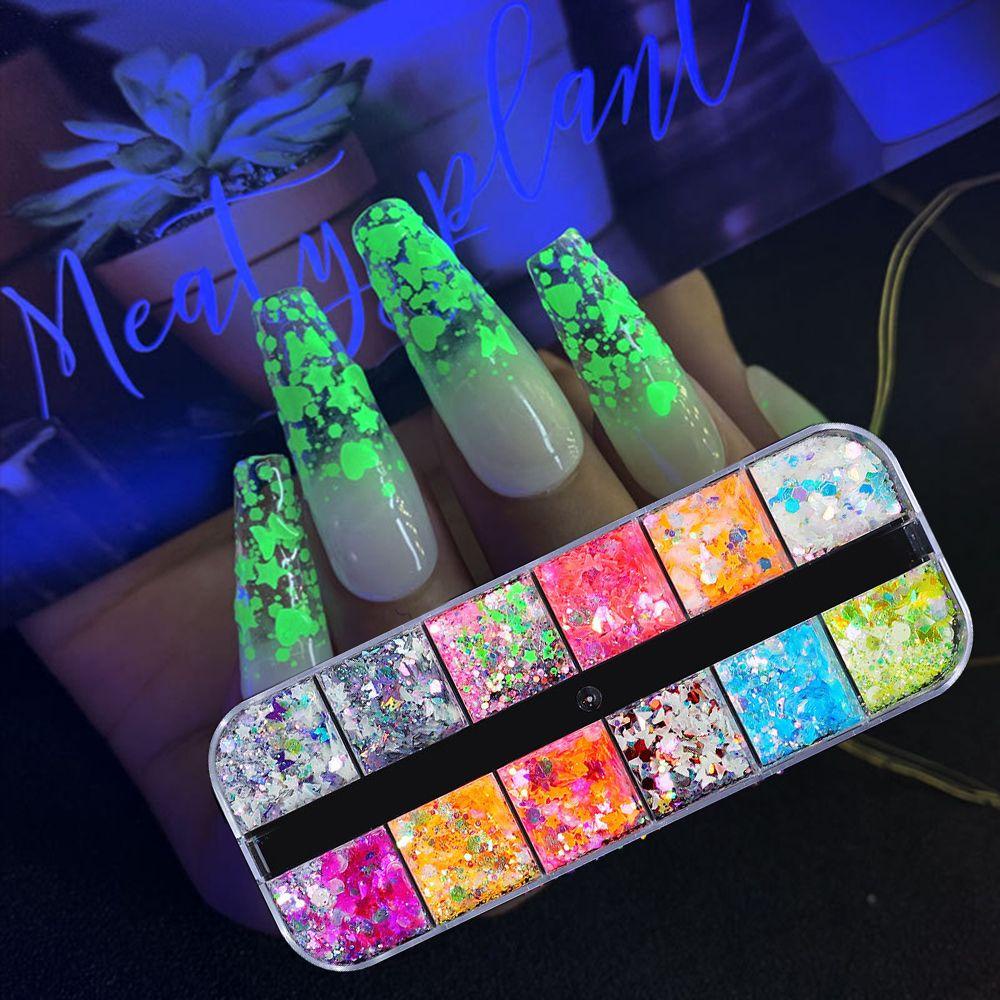 XIANTIN Hộp Kim Sa Trang Trí Móng Hình Bướm Dạ Quang