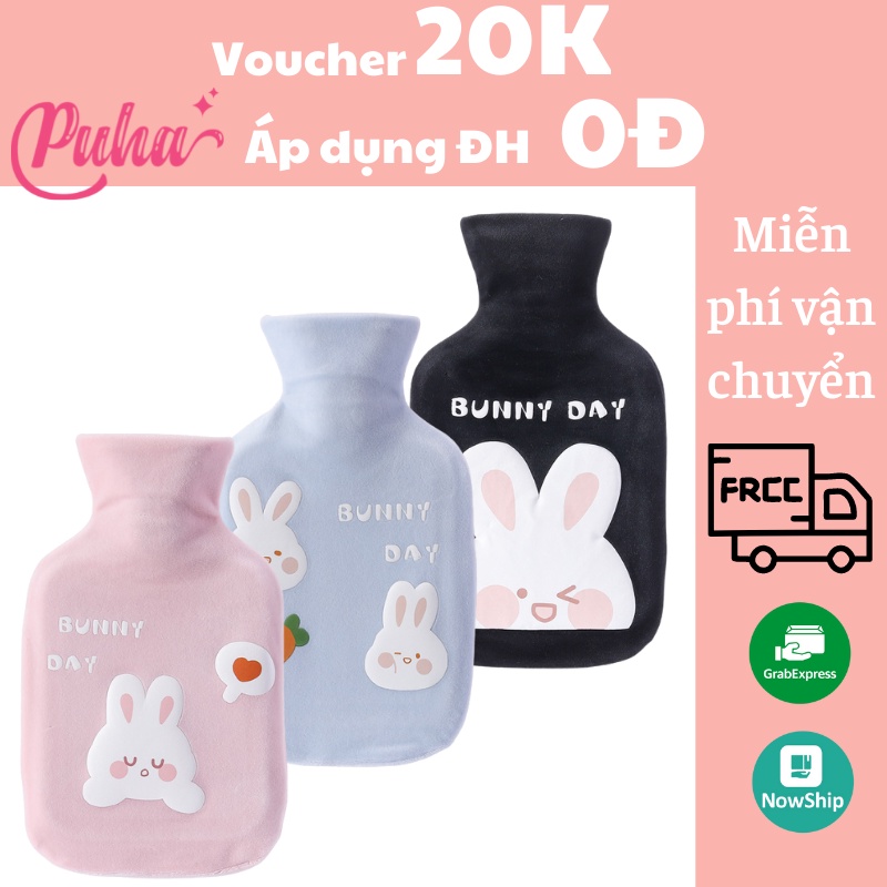 Túi chườm nóng lạnh đa năng PUHA 1000ml, túi chườm sưởi ấm bụng kinh giảm đau hiệu quả cho nữ