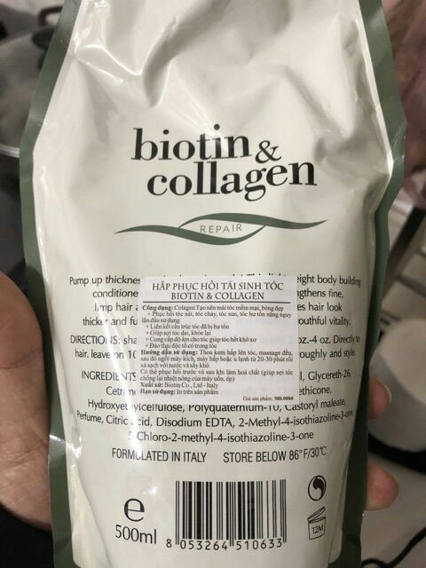 Dầu hấp kem hấp phục hồi tóc hư tổn  Biotin&Collagen chăm sóc tóc bóng khỏe suôn mượt bồng bềnh